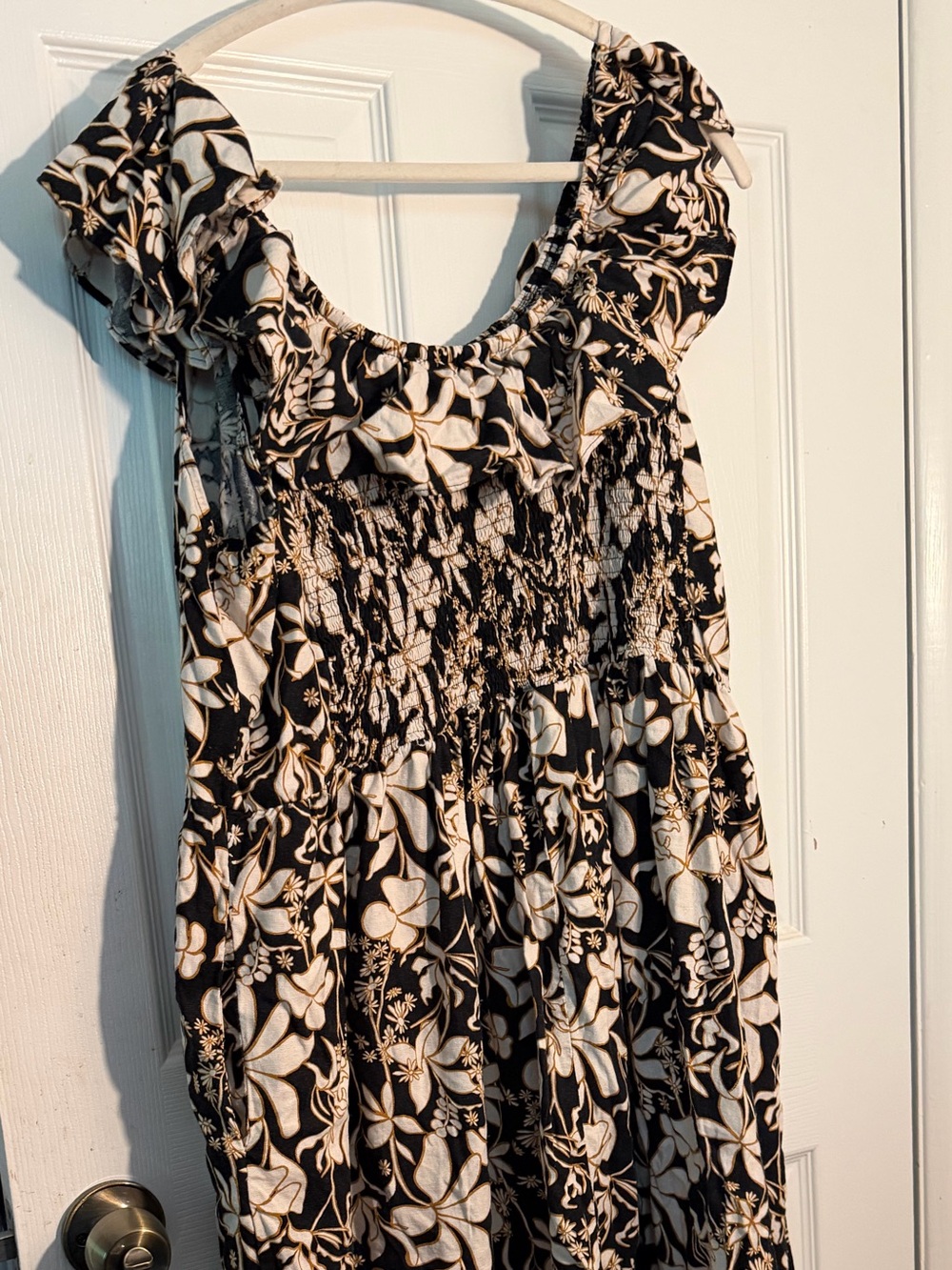 Ava & Viv Black linen Dress with Cream Floral Print